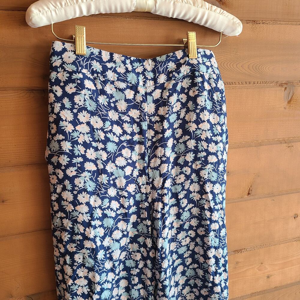 Madewell Pant Huston Floral Pull On Crop Blue French S Wide Leg Boho Cottage - Picture 4 of 8